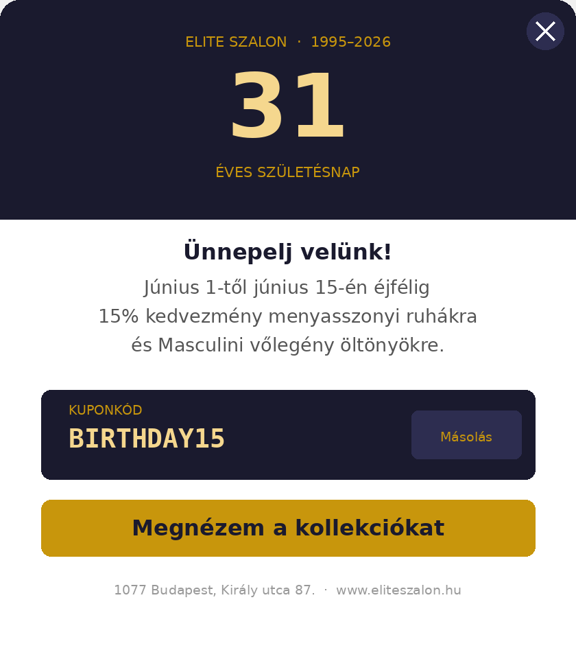 Születésnapi kedvezmény 15%
